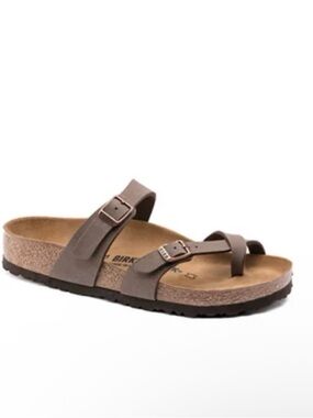 Birkenstock Taupe Brown Two-Strap Toe-Loop Sandal sizes 41. Unisex